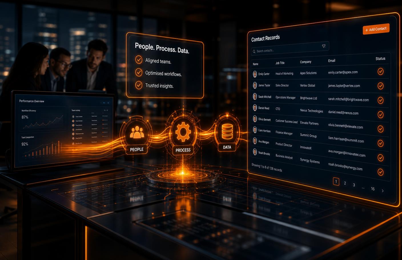 People, processes and data connected together